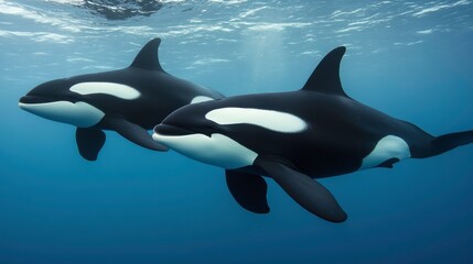 Obraz premium Serene Mammals Swimming in Clear Ocean Water