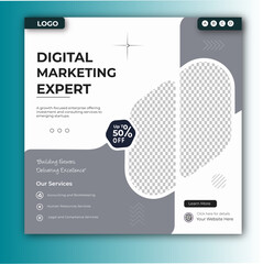 Digital marketing and corporate business service social media post banner template design