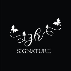 ZH Handwritten initial letter, ZH simple signature vector logo with butterfly shape variation, beauty, photography letter logo design. Z H