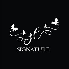 ZL Handwritten initial letter, ZL simple signature vector logo with butterfly shape variation, beauty, photography letter logo design. Z L