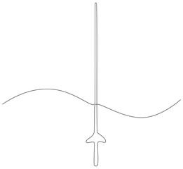 Anggar sword continuous line. Continuous one line drawing anggar sword. Sport, fight  concept. Single line drawing
