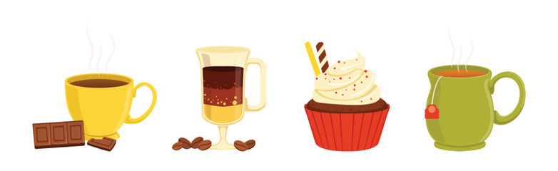 Tea and Coffee Brewing and Preparation Vector Set