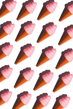 Pattern of plastic ice cream cones critiques diet culture