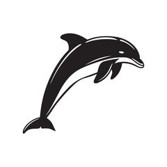 Dolphin. Vector silhouette on a white background.