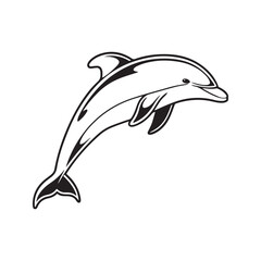 Dolphin. Vector silhouette on a white background.