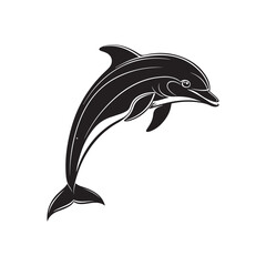 Dolphin. Vector silhouette on a white background.