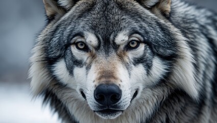 Obraz premium Intense Close-up of a Wolf in Snowy Wilderness