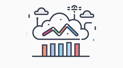 Fototapeta premium Cloud Analytics Outline Icon Vector Illustration