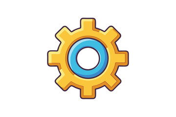 Playful and modern cogwheel illustration for mechanical themes, automation, settings, and engineering in a clear and minimal composition