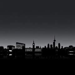 Fototapeta premium Enigmatic cityscape silhouette with glowing sign city skyline urban mysterious lighting nighttime architecture buildings skyline silhouette 