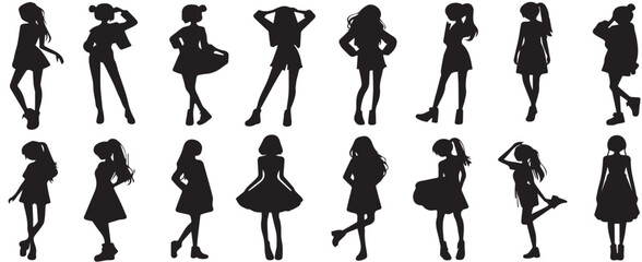 silhouette of girl on a white background vector