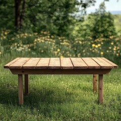 Fototapeta premium empty wooden table on Spring summer natural background