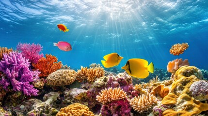 Obraz premium Vibrant Coral Reef Under Natural Light