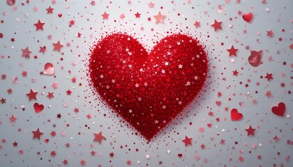 A background suitable for Valentine's Day, featuring an abstract design of red glitter and star patterns.