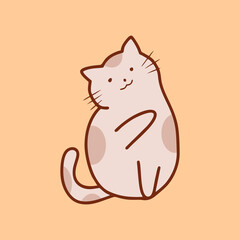 Cat Vector Doodle Illustration, Doodle of a Cat Vector Graphic