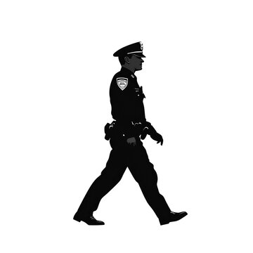 black silhouette police officer walking clip art preview