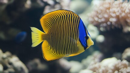 Fototapeta premium Vibrant Fish Darting Among Coral Reef Plants