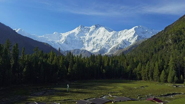 Fixed View of Nanga Parbat Mountain from Popular Fairy Meadows Tourist Attraction in Pakistan