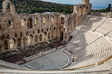 historical Odeon of Herod, amphitheater, in the Acropolis of Athens, Greece