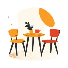 Modern Coffee Shop Architecture Interior Design Restaurant Table Setting Concept