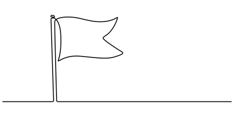 Flag one line icon and one line drawing background. Modern illustration. Black flag icon, Continuous one line empty, white flag drawing. Flag Vector illustration, Single Line Drawing of a Flag pro. 