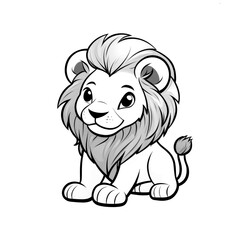 Obraz premium Adorable Lion Cub: A Monochrome Masterpiece