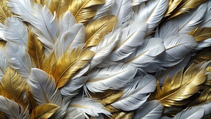 Golden and Silver Feather Abstract Luxurious Texture