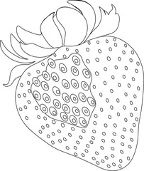 Bright beautiful summer strawberries with leaves coloring book
