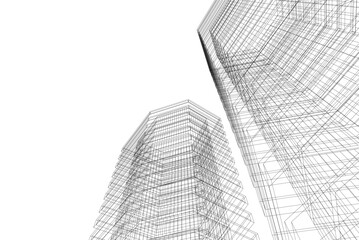 abstract architecture vector 3d illustration