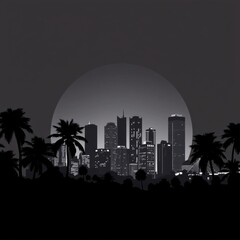 A silhouette of a human head with a city skyline inside symbolizing the fusion of technology and urban life at sunset skyline silhouette 