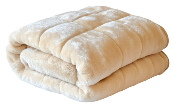 PNG A soft, folded blanket with a plush texture, featuring a light color and quilted design.