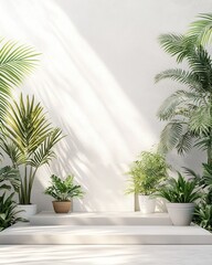 Fototapeta premium Indoor plant display minimalist room photography bright environment