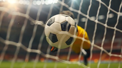 A Dynamic Soccer Player Scoring an Exhilarating Goal on the Field