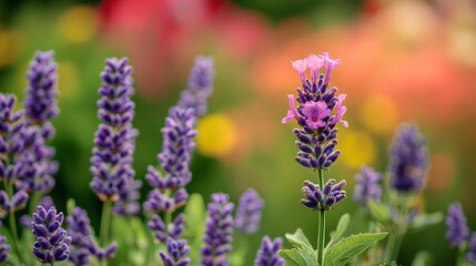 Fototapeta premium Vibrant Purple Flowers Blooming in a Lush Summer Garden