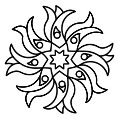 Mandala with an organic flow, incorporating swirling lines and abstract patterns