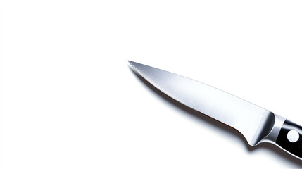 Obraz premium High-resolution chef knife with a sleek stainless steel blade, perfect for culinary presentations, isolated on a white background.