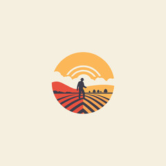 Elegant Logo Concept of a Farm Vector Illustration