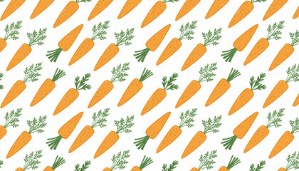 Carrot seamless pattern. Organic food background. Vegetable wallpaper.