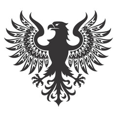 Eagle with wings spread wide shilouette illustration