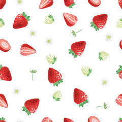 Seamless Pattern of Strawberry isolated on white background. You can change the background color from the EPS file.