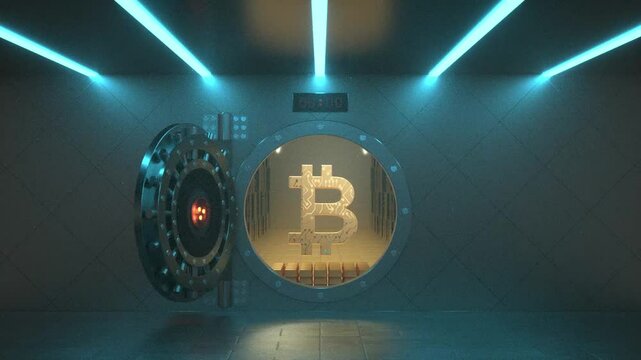 bitcoin in a bank vault concept