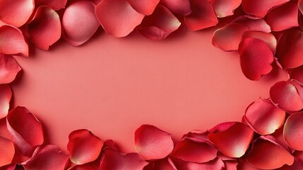 Close up of vibrant red rose petals arranged in beautiful frame