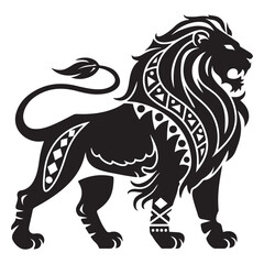 Stylized mane Lion geometric and tribal patterns style shilouette