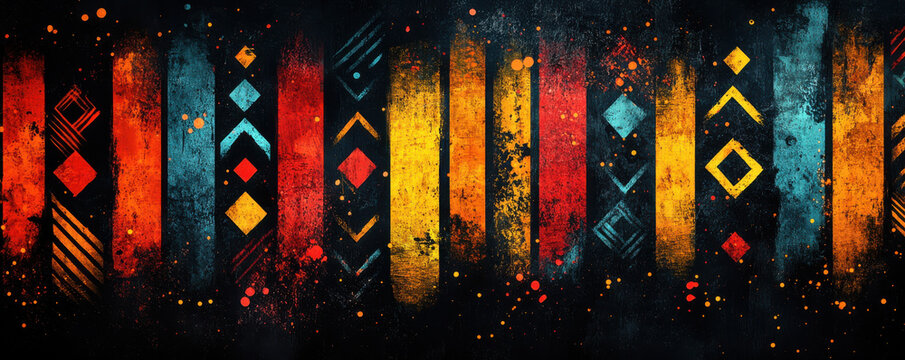 Artistic Background in Tribal Patterns for Black History Month