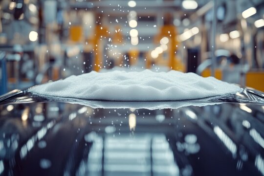 Bubbles forming on a glossy surface in a modern cleaning facility during bright daylight hours. Generative AI