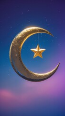 Naklejka premium Dreamy Celestial Moon and Star Night Sky