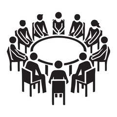 Round Table Meeting Vector Illustration for Teamwork and Collaboration