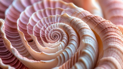 Intricate Pink and Cream Spiral Seashell Pattern