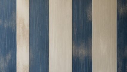 Navy Blue and Cream Textured Stripes Wallpaper