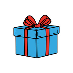 Fototapeta premium Blue present box isolated on a white or transparent background, vector illustration